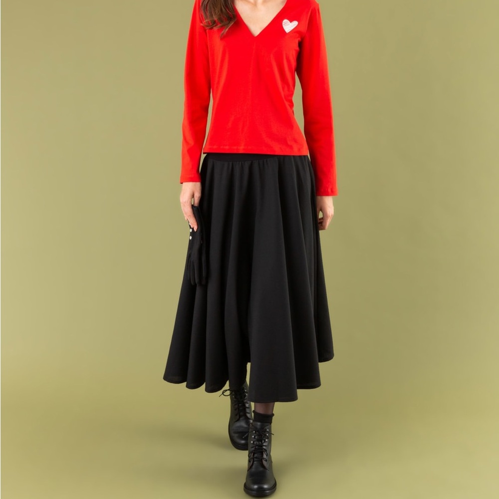 Agnes B. Black A-Line Midi Skirt - Picture 4 of 11